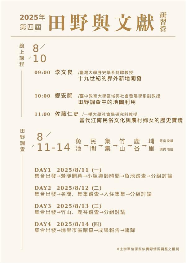 第四屆田野與文獻研習營, 共6張圖片